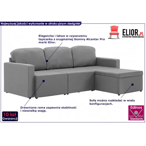 Rozkładana sofa z tkaniny jasnoszara Lanpara 4Q