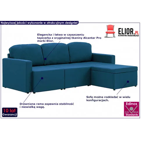 Rozkładana sofa z tkaniny niebieska Lanpara 4Q
