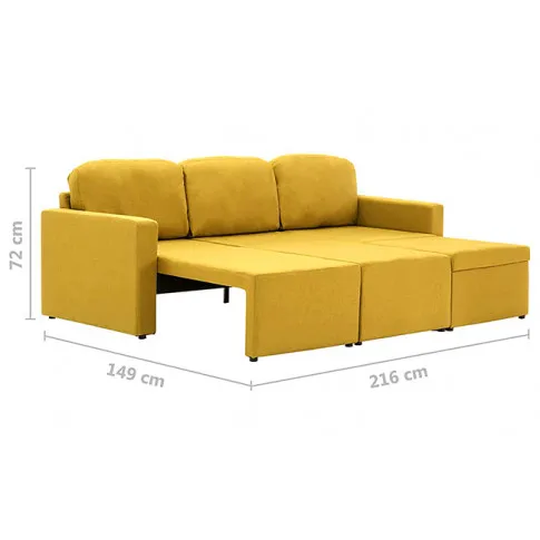 Rozkładana sofa z tkaniny żółta Lanpara 4Q