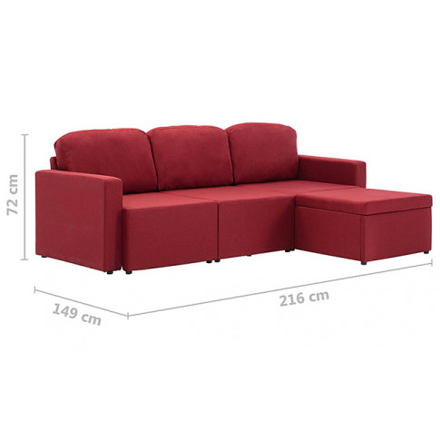 Rozkładana sofa z ekoskóry czerwone wino Lanpara 4Q