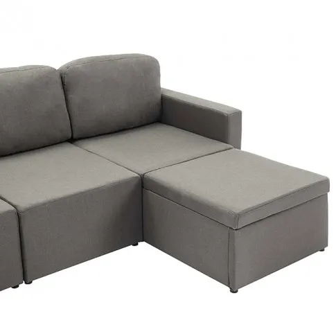 Rozkładana sofa z tkaniny taupe Lanpara 4Q