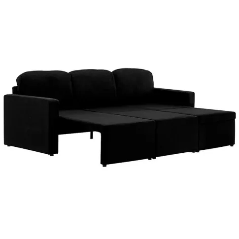 Rozkładana sofa z tkaniny czarna Lanpara 4Q