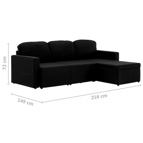 Rozkładana sofa z tkaniny czarna Lanpara 4Q