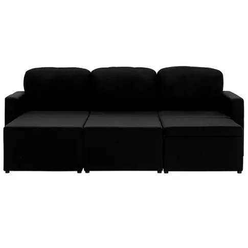 Rozkładana sofa z tkaniny czarna Lanpara 4Q