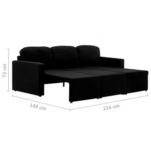 Rozkładana sofa z tkaniny czarna Lanpara 4Q