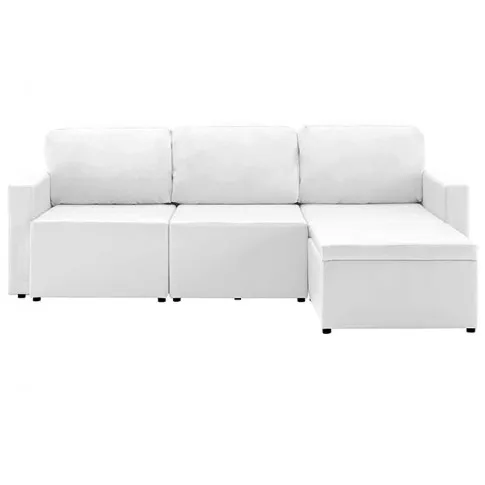 Rozkładana sofa z ekoskóry biała Lanpara 4Q