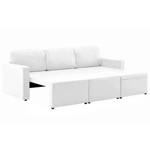 Rozkładana sofa z ekoskóry biała Lanpara 4Q