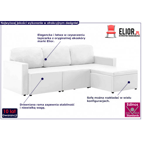 Rozkładana sofa z ekoskóry biała Lanpara 4Q