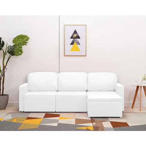Rozkładana sofa z ekoskóry biała Lanpara 4Q