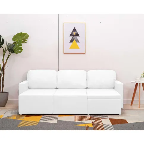 Rozkładana sofa z ekoskóry biała Lanpara 4Q