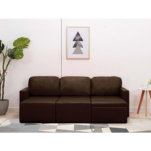 Rozkładana sofa z ekoskóry brązowa Lanpara 4Q