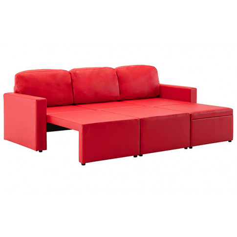 Rozkładana sofa z ekoskóry czerwona Lanpara 4Q