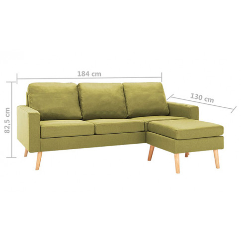 3-osobowa zielona sofa Eroa 4Q z podnóżkiem