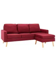 3-osobowa sofa do poczekalni z podnóżkiem czerwone wino - Eroa 4Q w sklepie Edinos.pl
