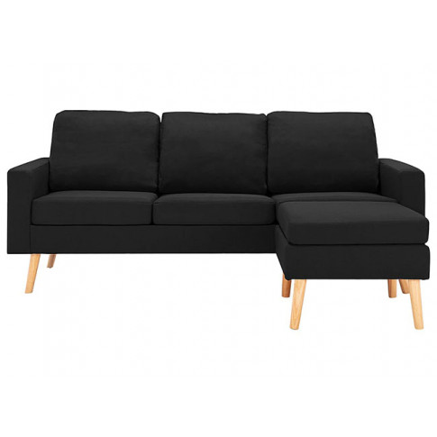 3-osobowa czarna sofa Eroa 4Q z podnóżkiem 