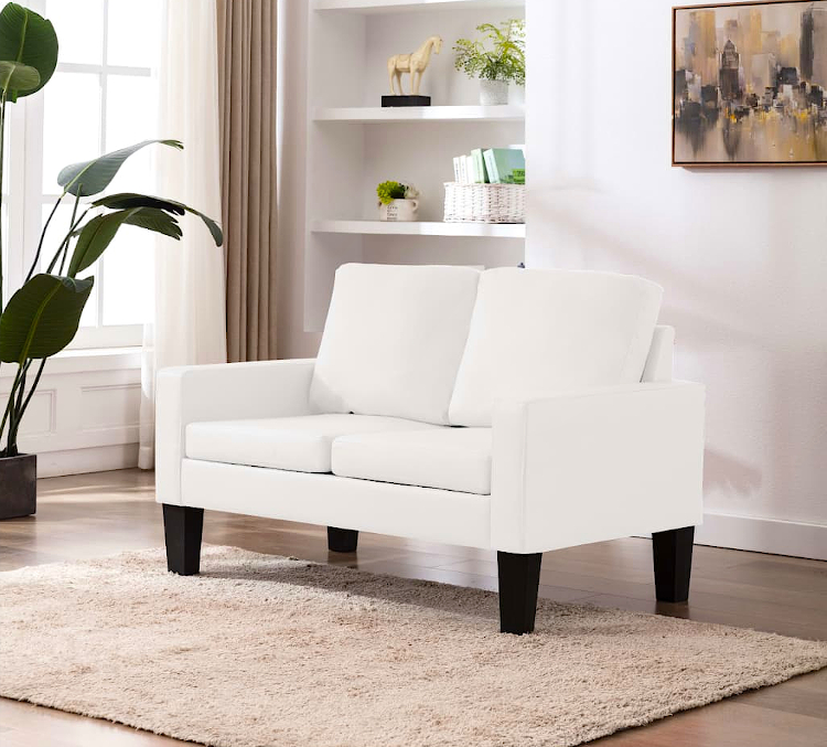 Produkt Biała tapicerowana sofa 2-osobowa - Clorins 2X - zdjęcie numer 2