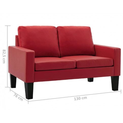 Czerwona sofa Clorins 2X wymiary
