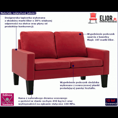 Czerwona sofa do salonu Clorins 2X