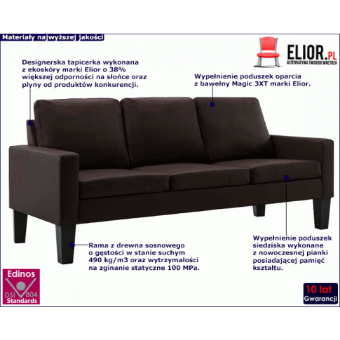 Brązowa sofa do salonu Clorins