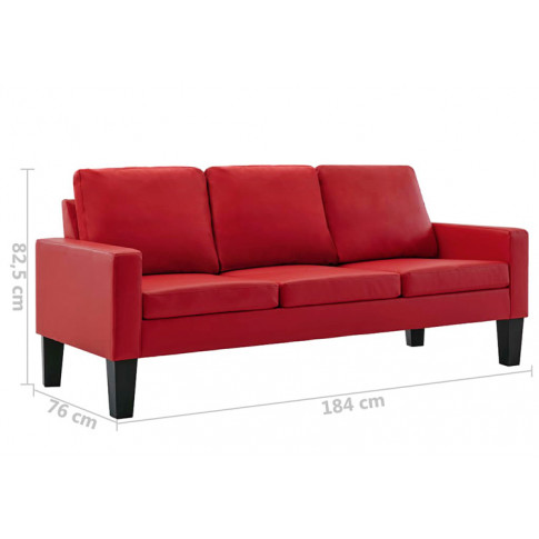 Czerwona sofa Clorins 3X wymiary