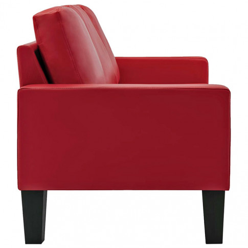 Czerwona sofa z drewnianymi nogami Clorins 3X