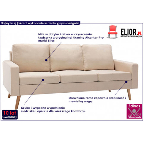 Kremowa sofa z tkaniny Eroa 3Q