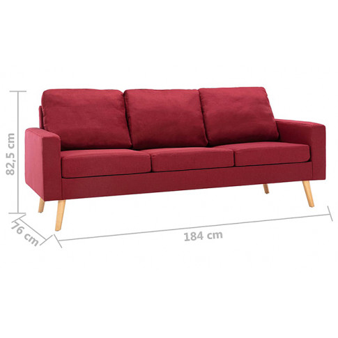 Trzyosobowa czerwona sofa z tkaniny Eroa 3Q