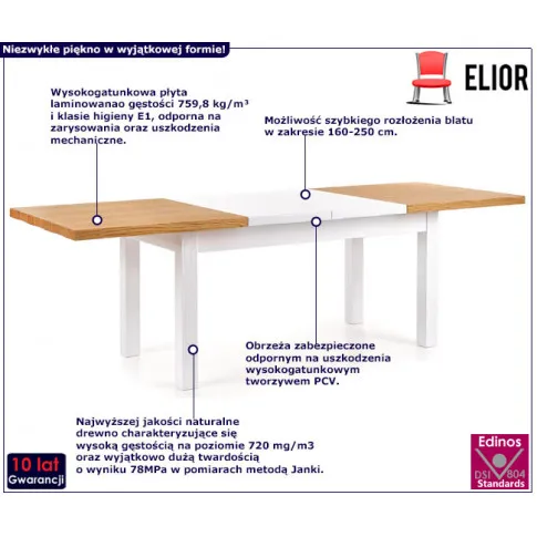 Fotografia Rozkładany stół Morva - dąb miodowy z kategorii Stoły
