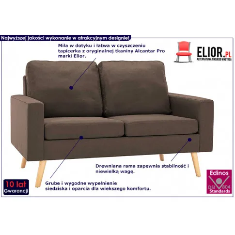 Dwuosobowa brązowa sofa z tkaniny Eroa 2Q