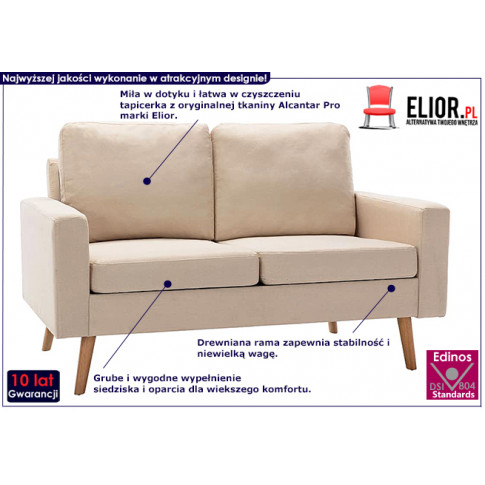 Dwuosobowa kremowa sofa z tkaniny Eroa 2Q