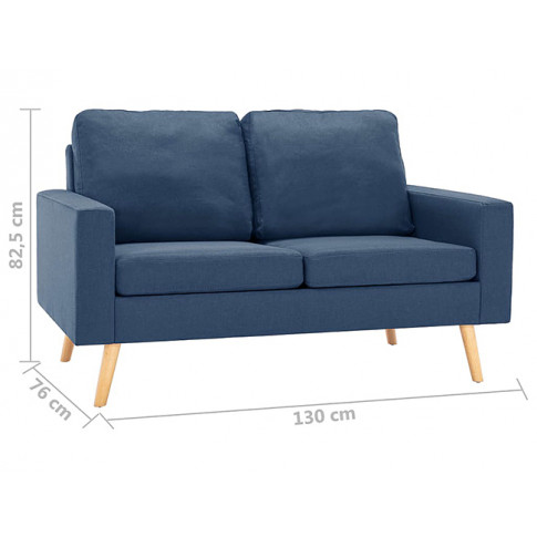 Dwuosobowa niebieska sofa z tkaniny Eroa 2Q