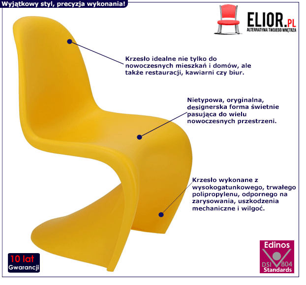 Żółte krzesło Dizzel - do salonu