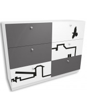 Biało-grafitowa komoda młodzieżowa z szufladami Timi 6X - 5 kolorów