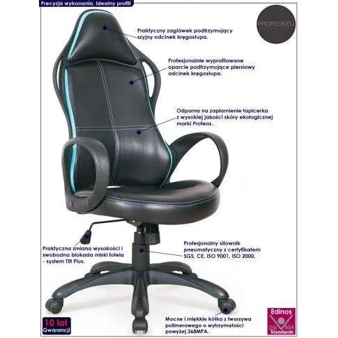 Fotografia Fotel obrotowy Uzet - czarno-niebieski z kategorii Fotele