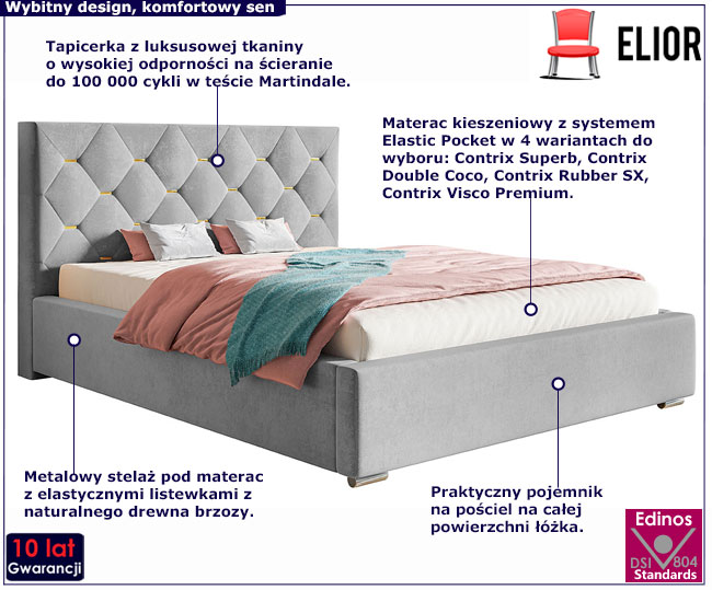 Tapicerowane łóżko z metalowym stelażem 120x200 Abello 3X