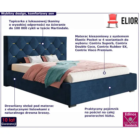 Tapicerowane łóżko z drewnianym stelażem 160x200 Abello 2X