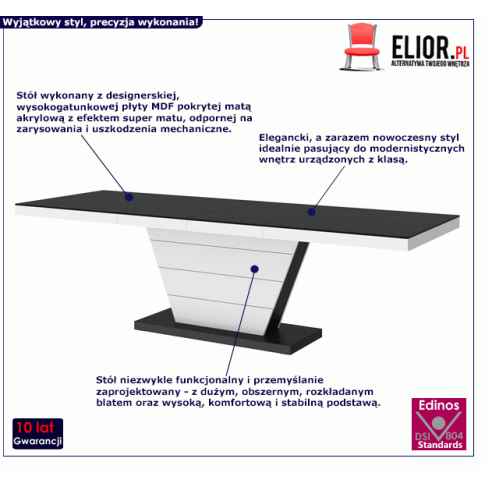 Rozkładany stół Maizi komfortowy mat