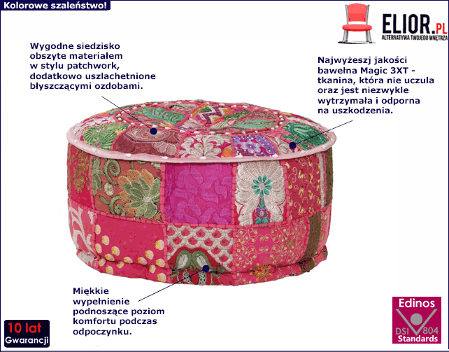 Różowa pufa Tela 3X