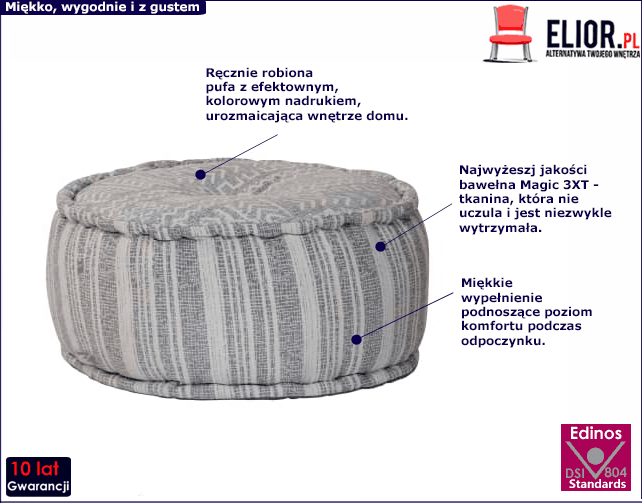 Niebieska pufa do salonu Amaros