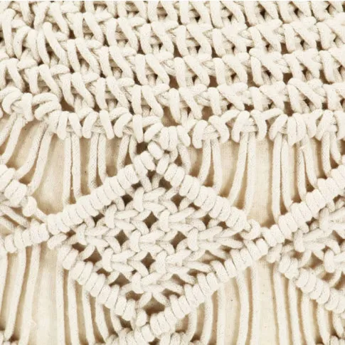 Biała bawełniana pufa Makramo 2X