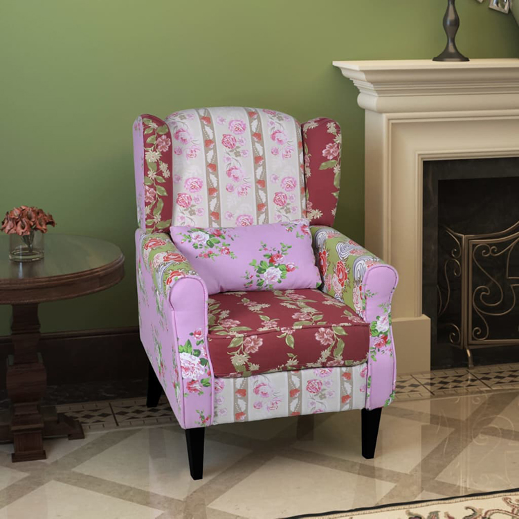 Kwiatowy fotel wypoczynkowy w stylu patchwork Olvina
