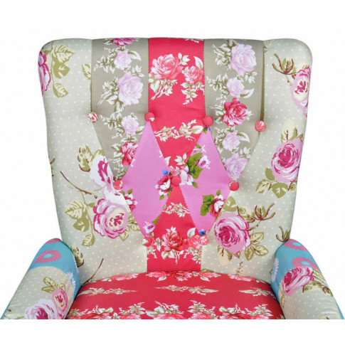 Kolorowa tapicerka patchworkowego fotela Tila