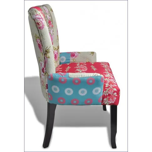 Patchworkowy kolorowy fotel w kwiaty Tila