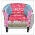 Patchworkowy fotel klubowy w kwiatowy deseń Cadis 2X