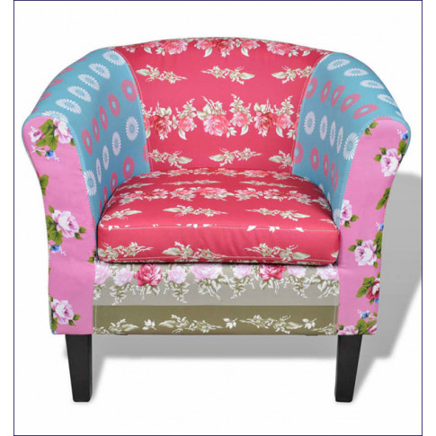 Patchworkowy fotel klubowy w kwiatowy deseń Cadis 2X