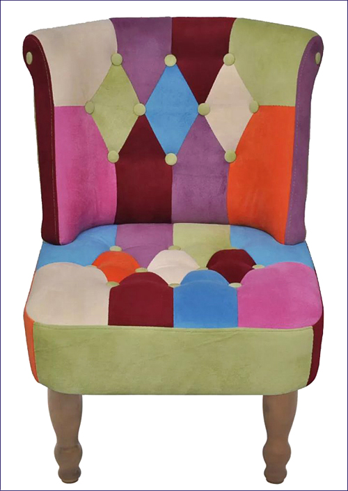 Kolorowy patchworkowy fotel Alice