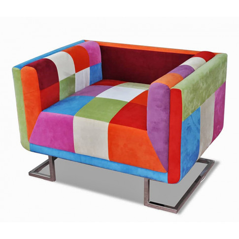 Kolorowy patchworkowy fotel klubowy Torno