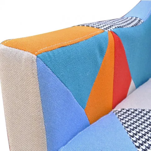 Kolorowy fotel patchwork z podnóżkiem Anivis