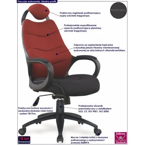 Fotografia Fotel obrotowy Isabell - bordowy z kategorii Fotele obrotowe