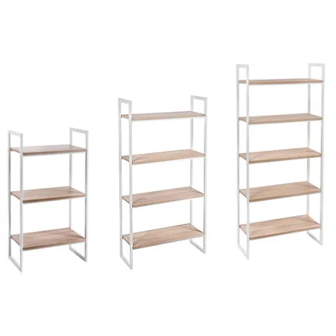 Komplet 3 białych regałów z półkami dąb snoma Verdon 13X